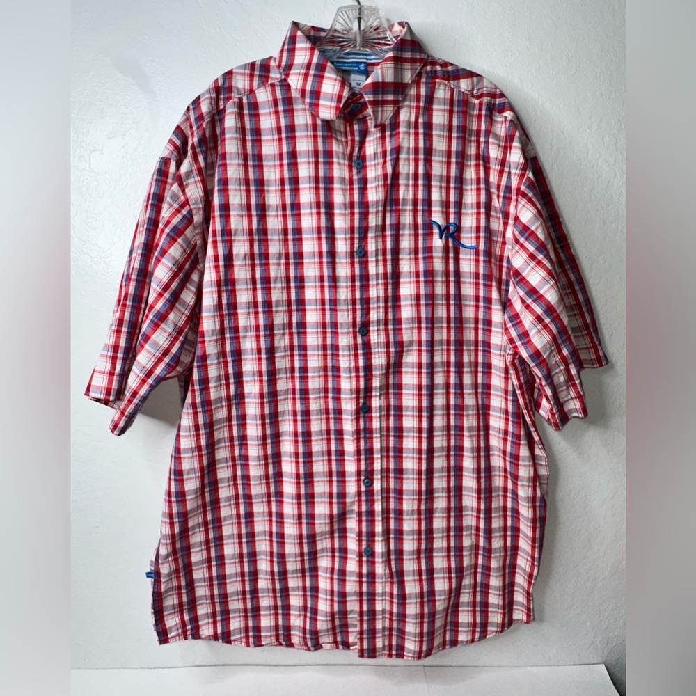 Vintage Roca Wear‎ Authentic Denim Co. Button Up Shirt Size 1X Plaid Hip Hop